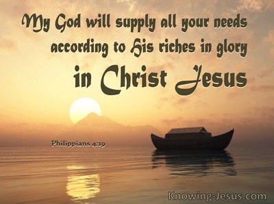 Philippians 4:19 God Will Supply All Our Needs Abundantly (brown)